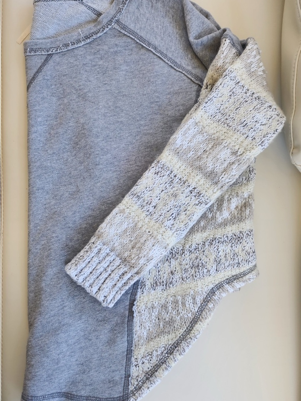Free People Heather Gray Mixed-Texture Pullover